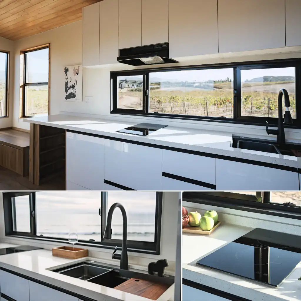 A sophisticated seating area with plush chairs and a small table in a bedroom.